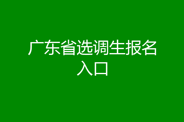广东省选调生报名入口