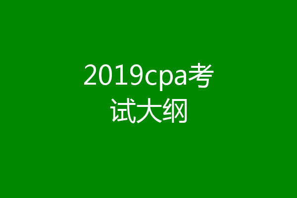 2019cpa考试大纲