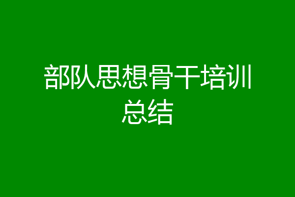部队思想骨干培训总结