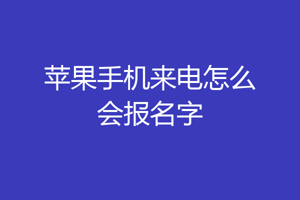 苹果手机来电怎么会报名字