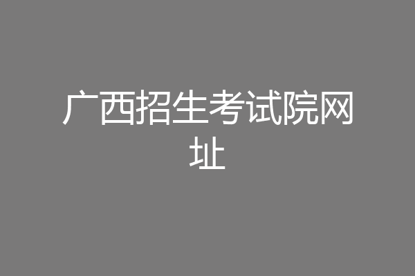 广西招生考试院网址
