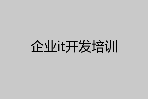 企业it开发培训