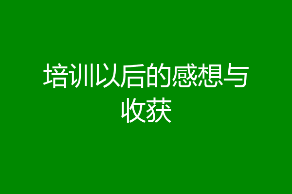 培训以后的感想与收获