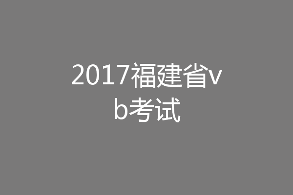 2017福建省vb考试