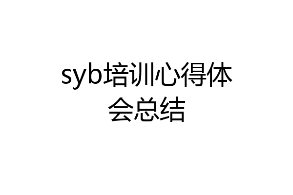 syb培训心得体会总结