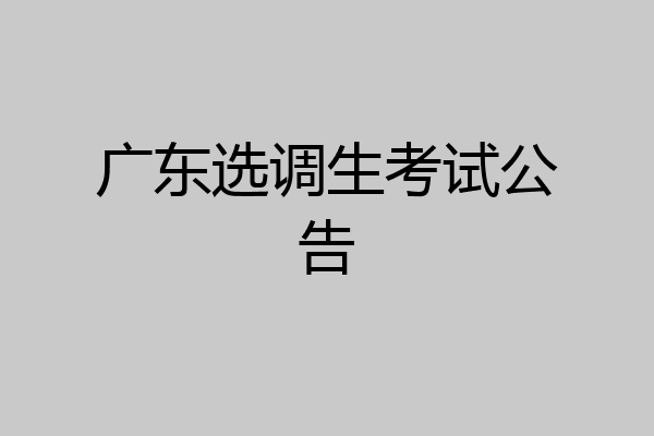广东选调生考试公告