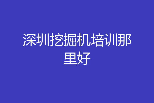 深圳挖掘机培训那里好