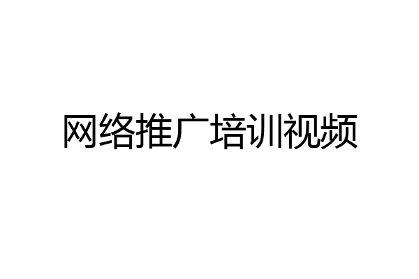 网络推广培训视频