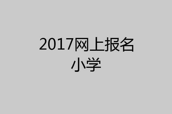 2017网上报名小学