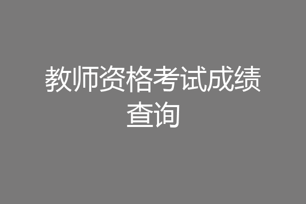 教师资格考试成绩查询