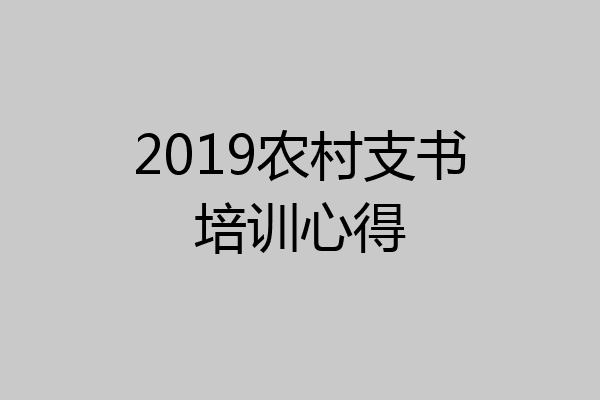 2019农村支书培训心得