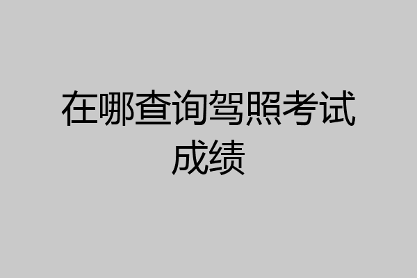 在哪查询驾照考试成绩