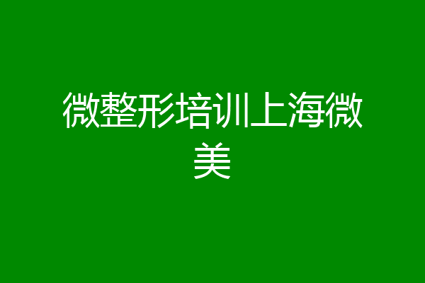 微整形培训上海微美