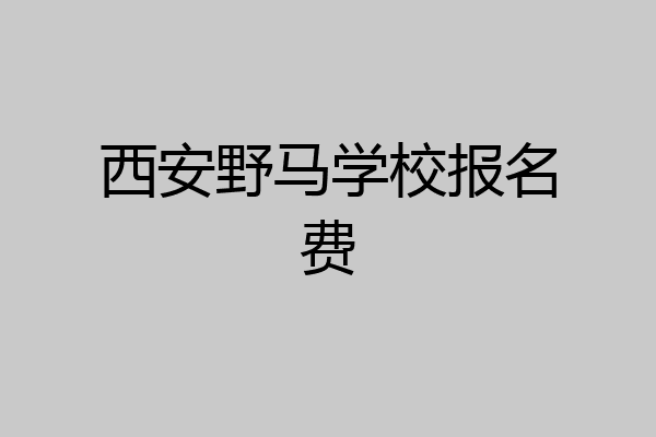 西安野马学校报名费