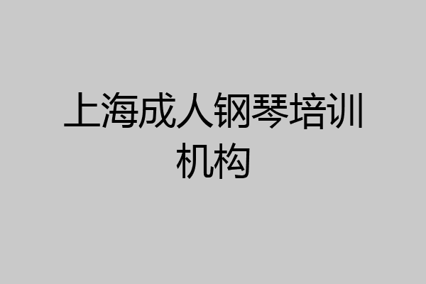 上海成人钢琴培训机构