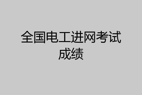 全国电工进网考试成绩