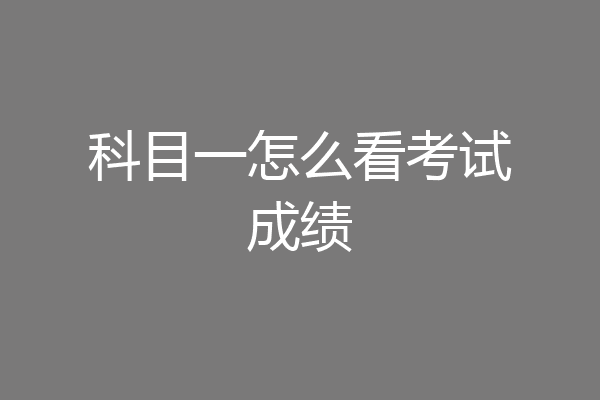 科目一怎么看考试成绩