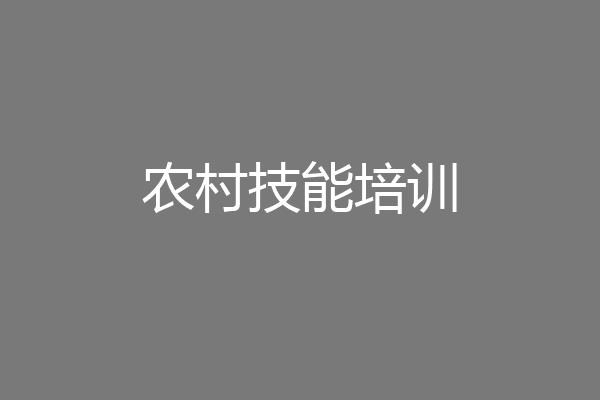 农村技能培训