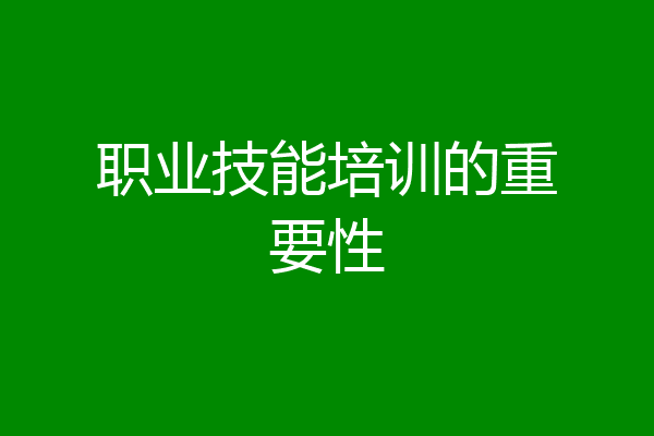 职业技能培训的重要性