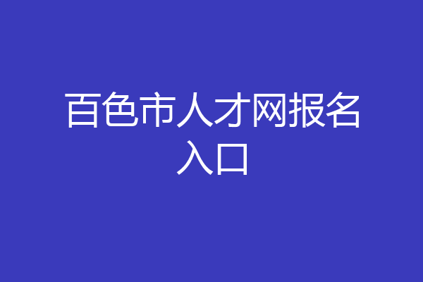 百色市人才网报名入口
