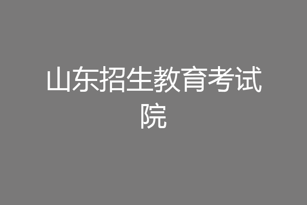 山东招生教育考试院