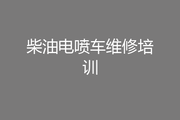 柴油电喷车维修培训