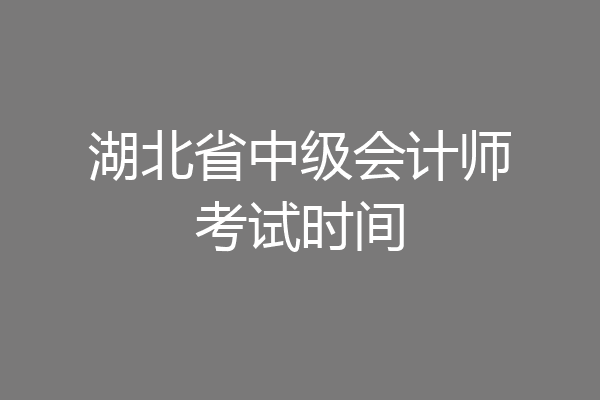 湖北省中级会计师考试时间