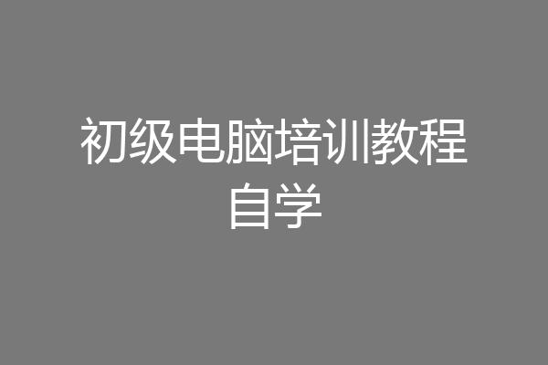 初级电脑培训教程自学