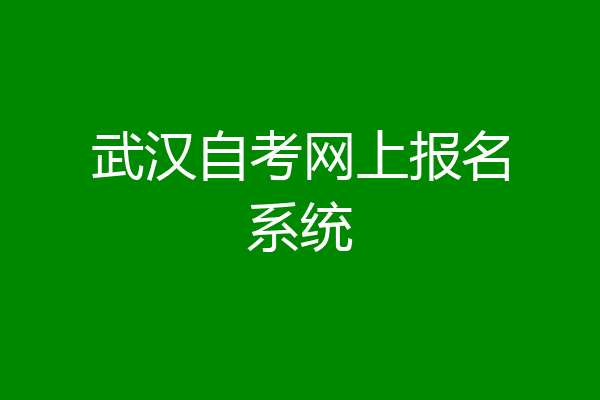 武汉自考网上报名系统