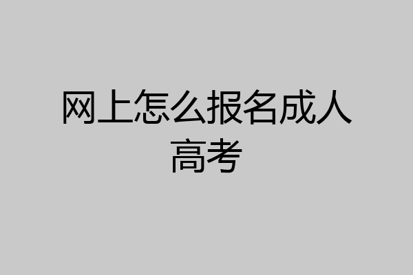 网上怎么报名成人高考