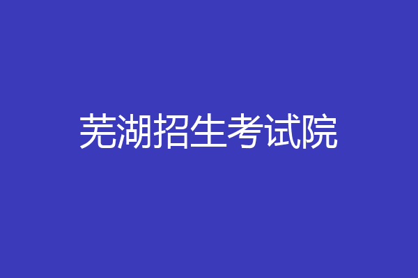 芜湖招生考试院
