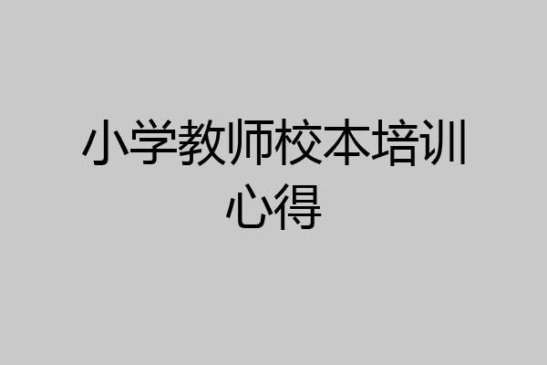 小学教师校本培训心得