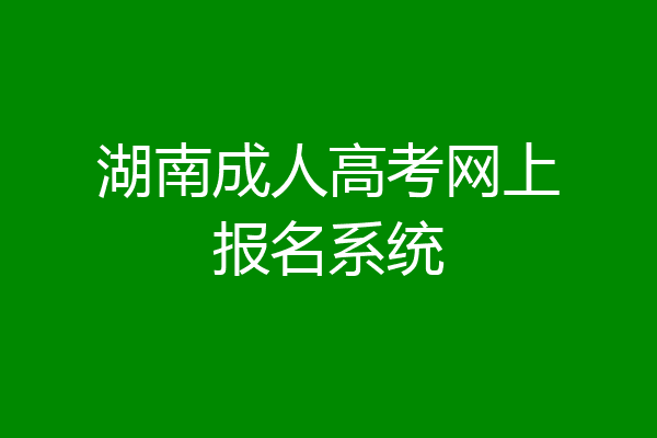 湖南成人高考网上报名系统