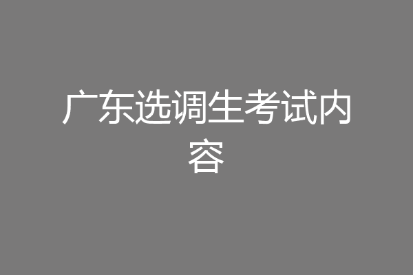 广东选调生考试内容