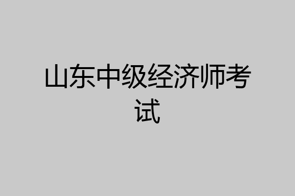 山东中级经济师考试
