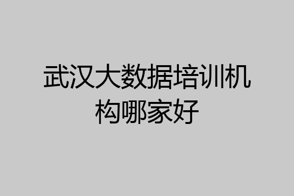 武汉大数据培训机构哪家好