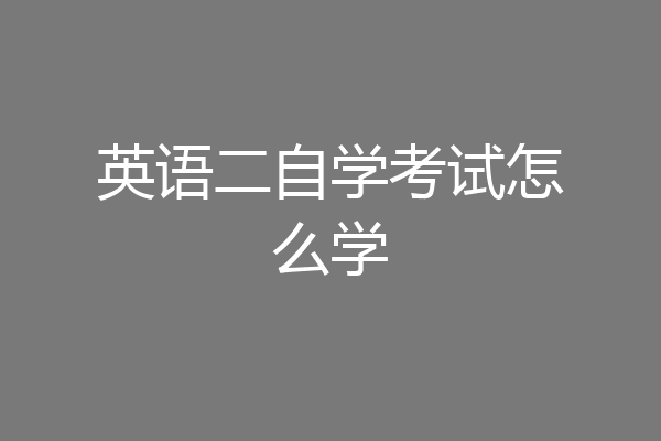 英语二自学考试怎么学