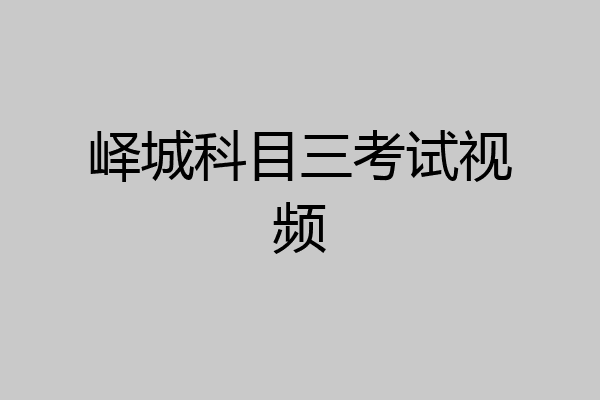 峄城科目三考试视频