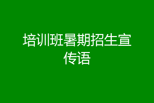 培训班暑期招生宣传语