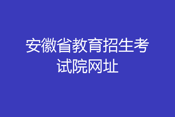 安徽省教育招生考试院网址