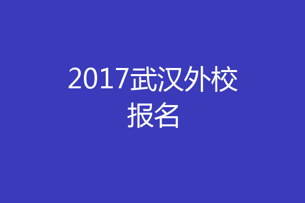 2017武汉外校报名