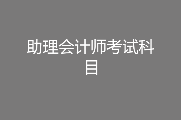 助理会计师考试科目