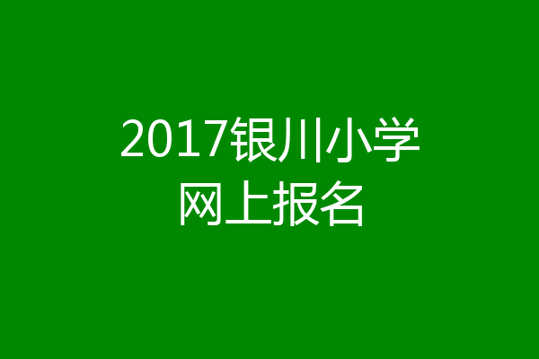 2017银川小学网上报名