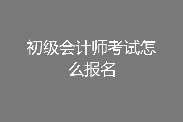 初级会计师考试怎么报名