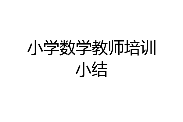 小学数学教师培训小结