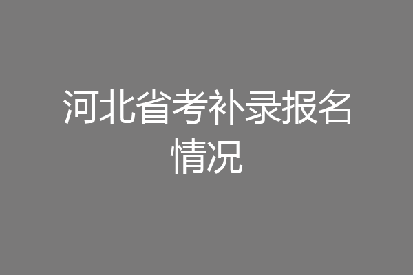 河北省考补录报名情况