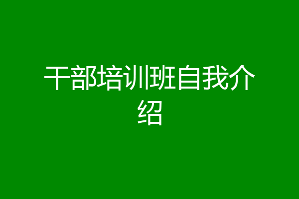 干部培训班自我介绍