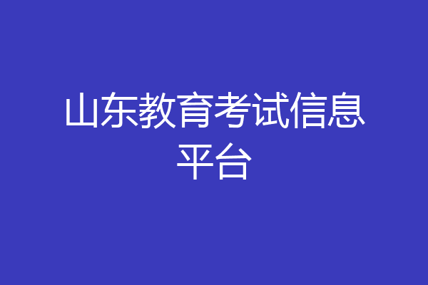 山东教育考试信息平台