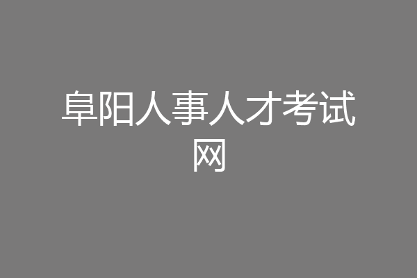阜阳人事人才考试网