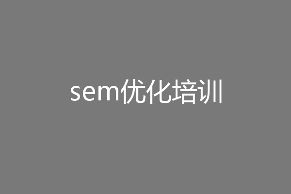 sem优化培训